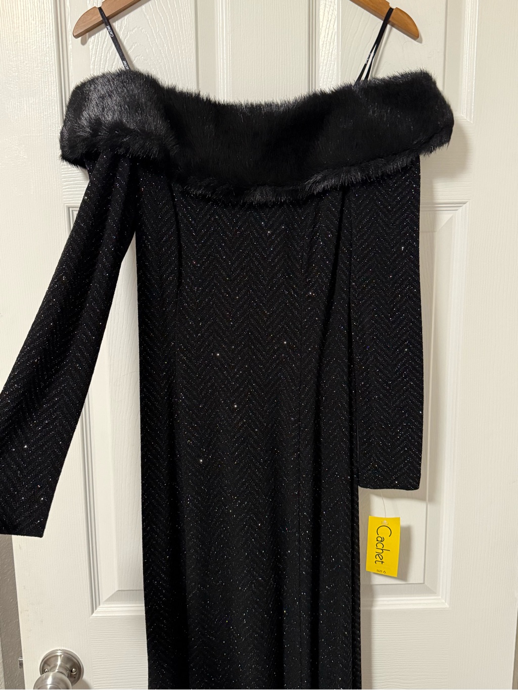 Cachet Black Glitter Evening Dress